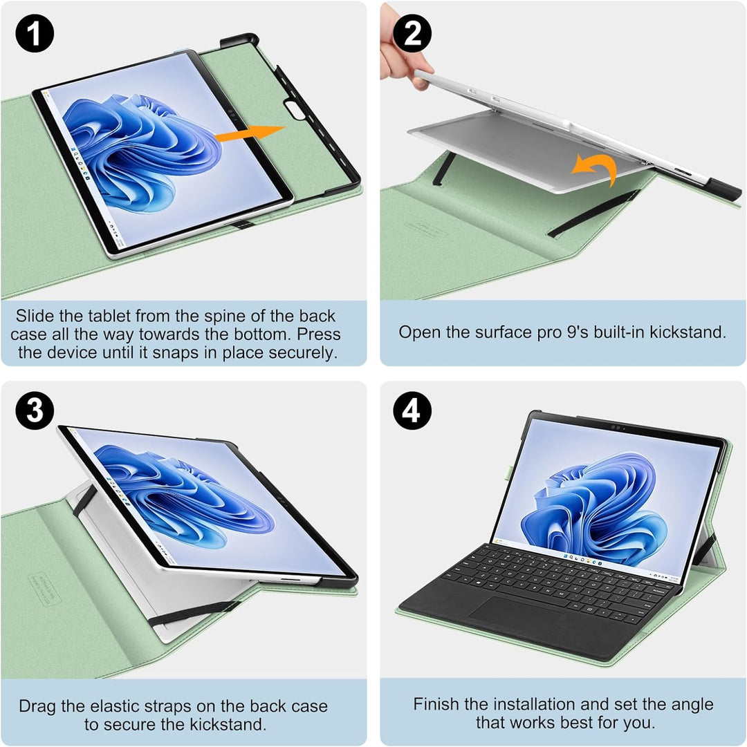 Fintie Hülle für Microsoft Surface Pro 9 13 Zoll (2022) - Multi-Sichtwinkel Hochwertigem Kunstleder