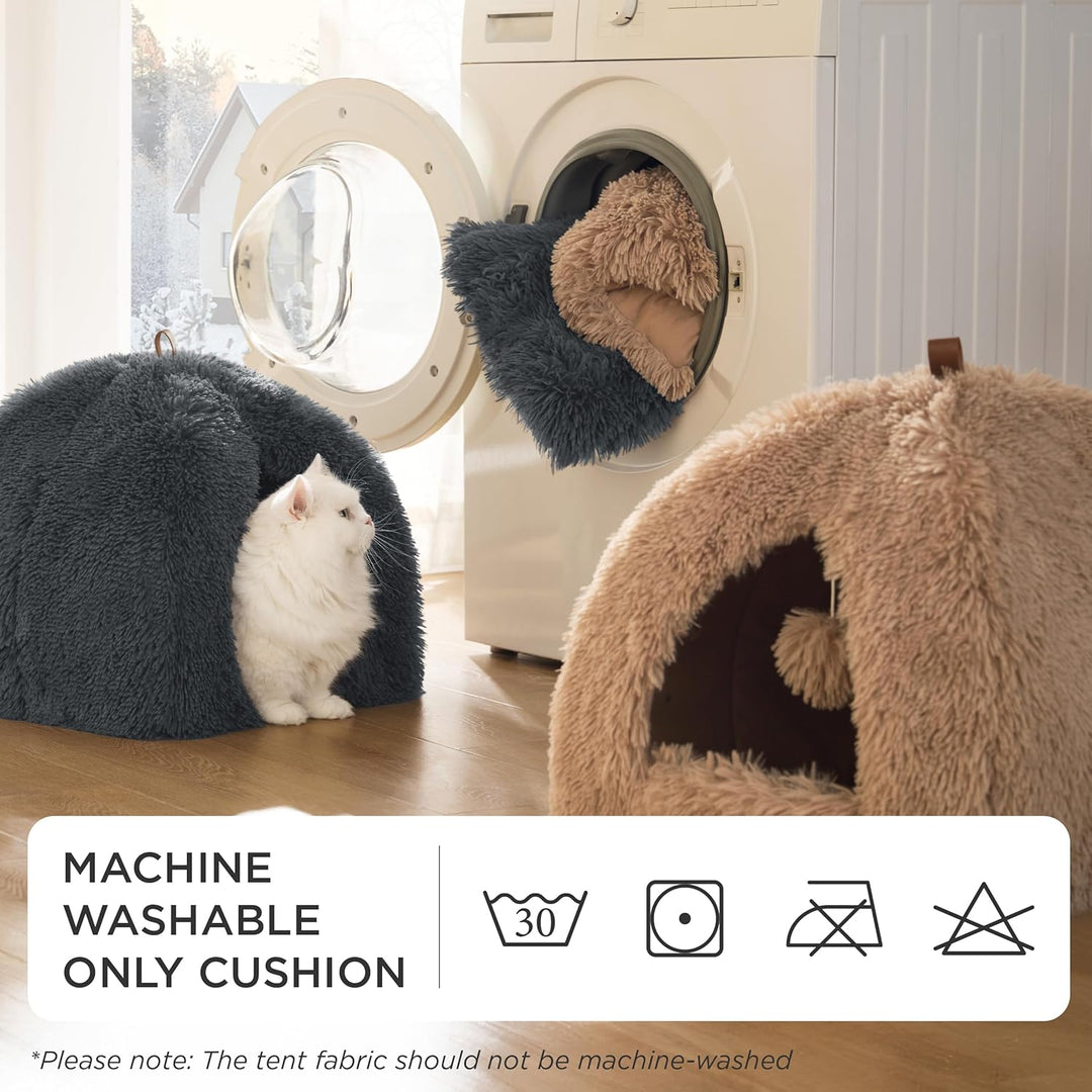 BEDSURE Katzenbett Katzen Katzenhöhle- Plüsch Katzenhaus Indoor, 44x44 cm | Abnehmbare Katzenkissen