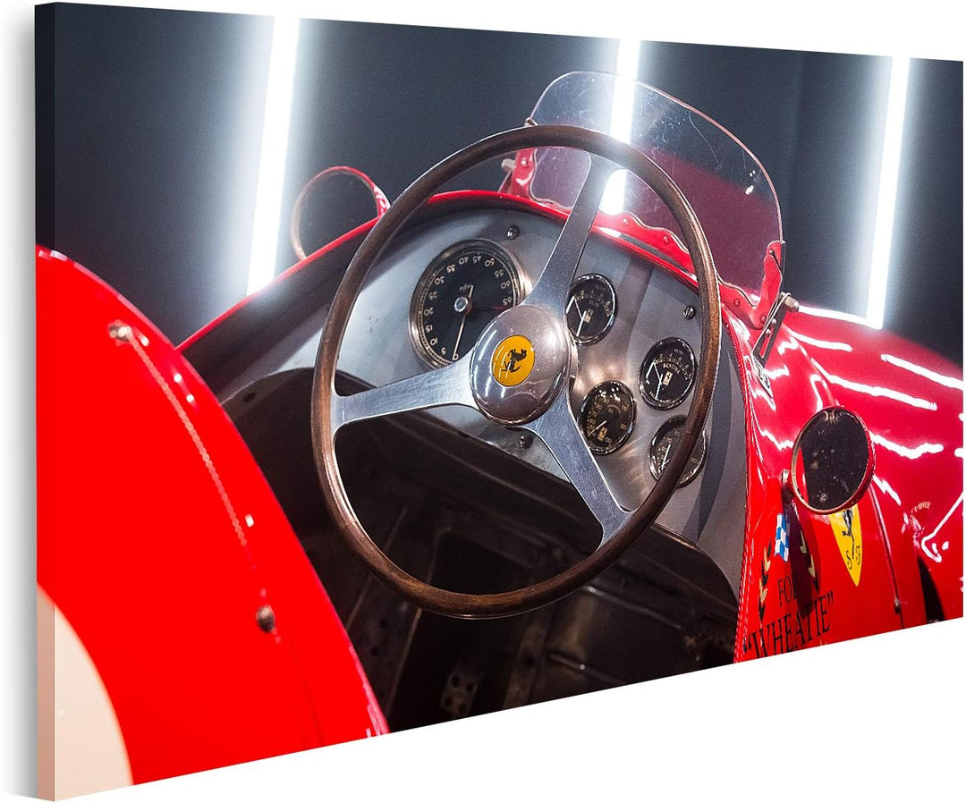 Bild auf Leinwand Ferrari 500 F2 Lenkrad und Armaturenbrett Bilder Wandbild Poster Leinwandbild 130x