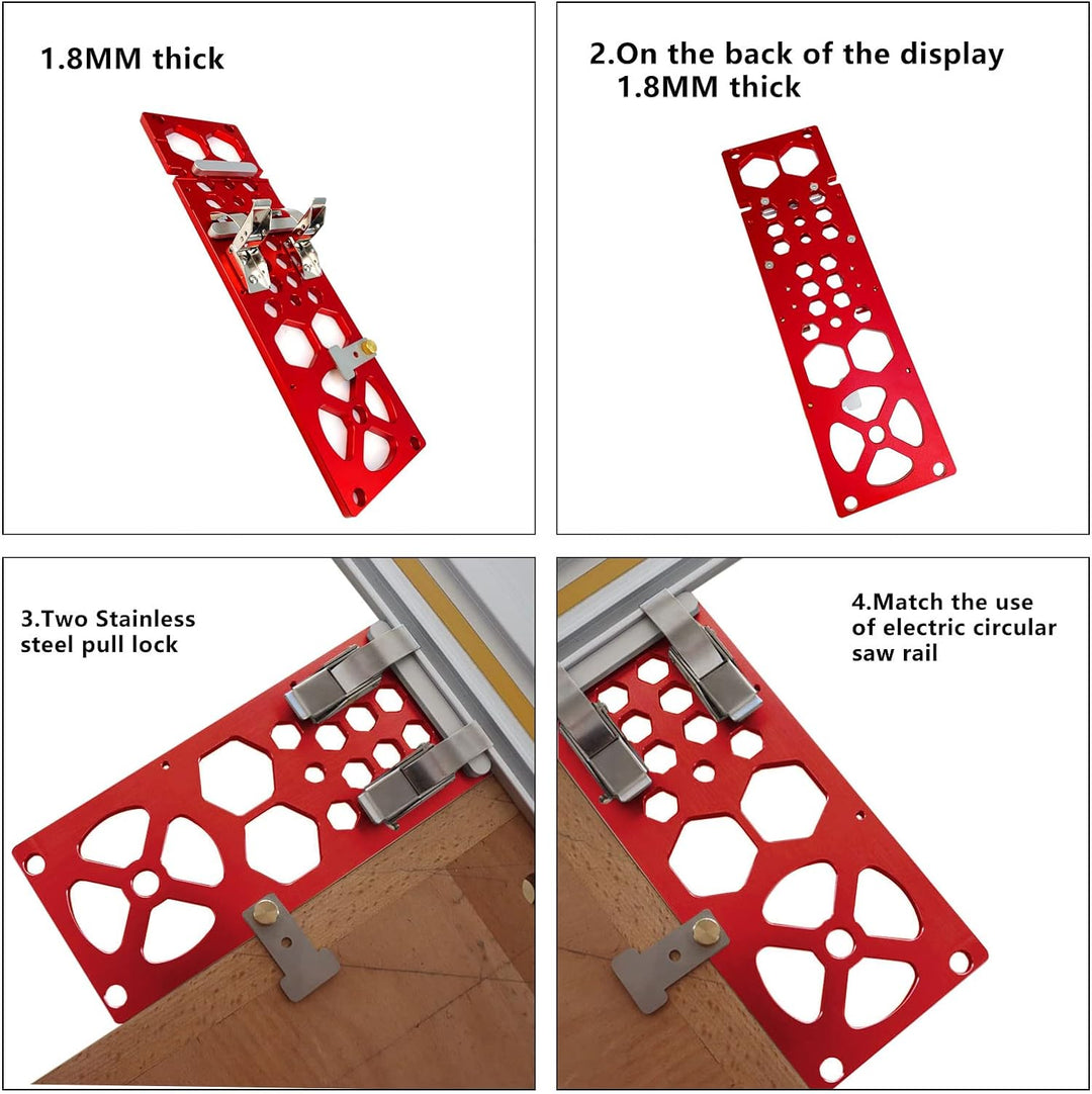 CDIYTOOL 340 mm Spursägen-Vierkant, rot, rechtwinklig, Kreissägeführung, Winkelanschlag, kompatibel