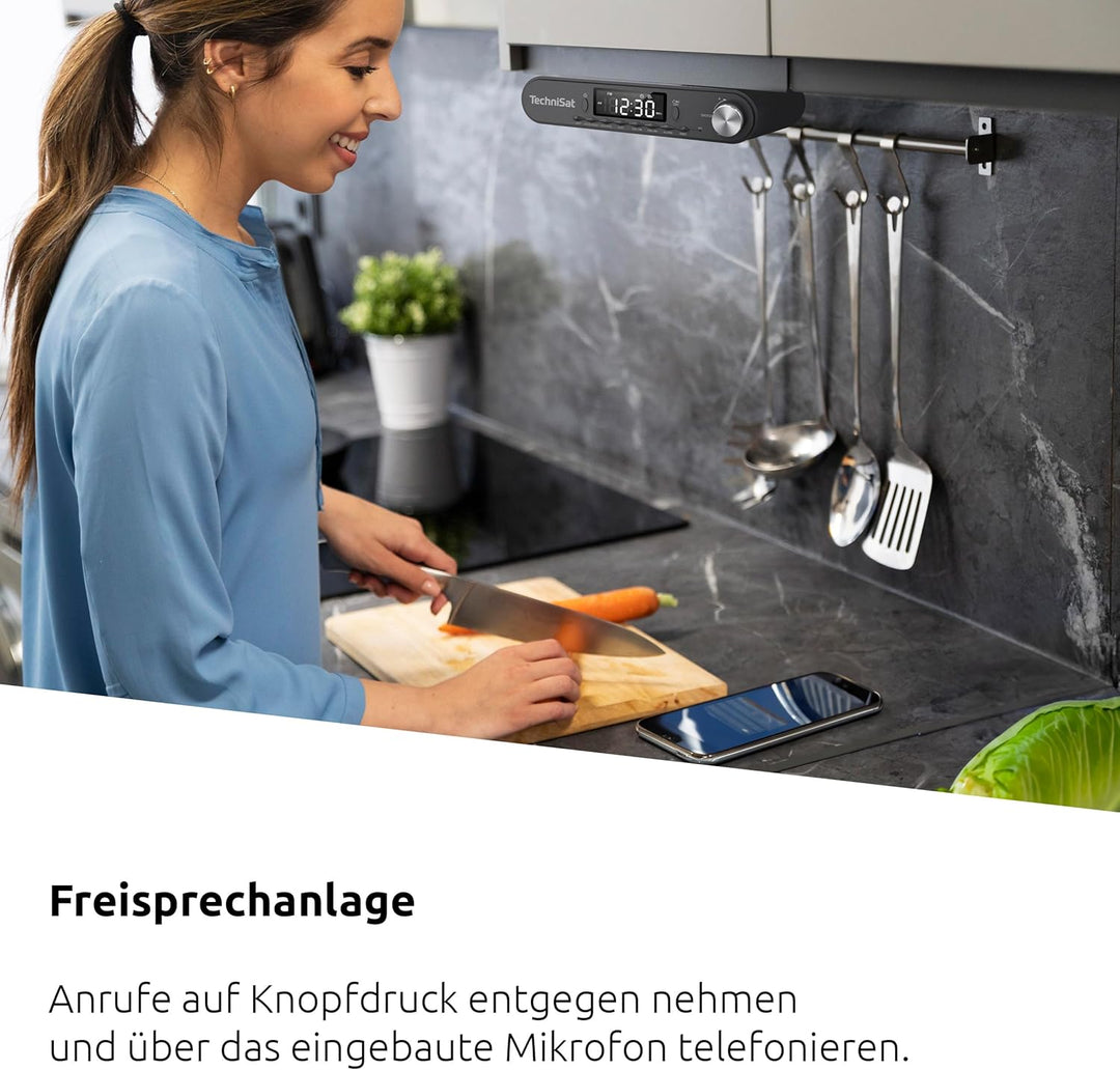 TechniSat KITCHENRADIO - Elegantes UKW-Küchenradio mit Arbeitsleuchte (Timer Direktwahltaste, Weckfu