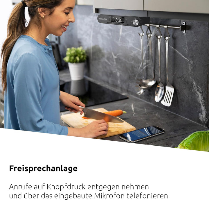 TechniSat KITCHENRADIO - Elegantes UKW-Küchenradio mit Arbeitsleuchte (Timer Direktwahltaste, Weckfu