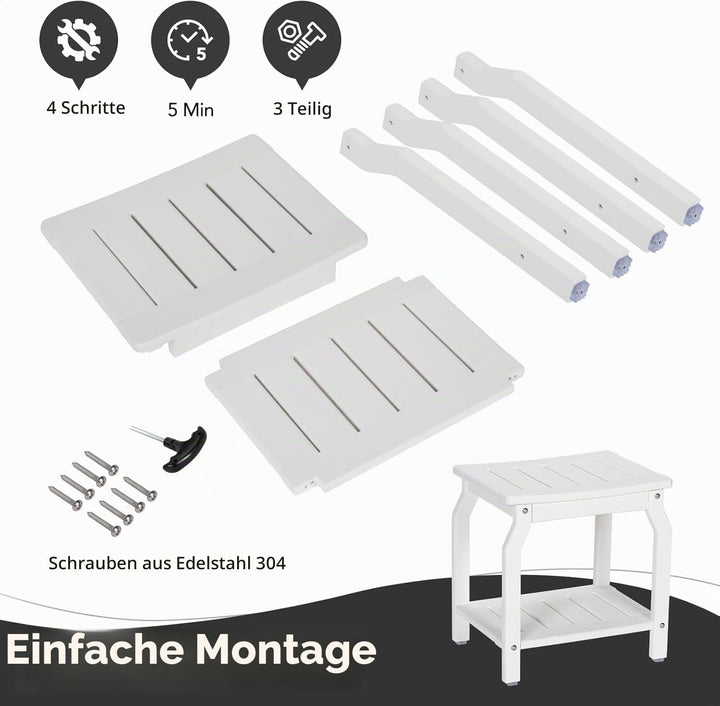 NALONE Beistelltisch Duschhocker, HDPE Badhocker modern Design 2-Tier badezimmerhocker mit rutschfes