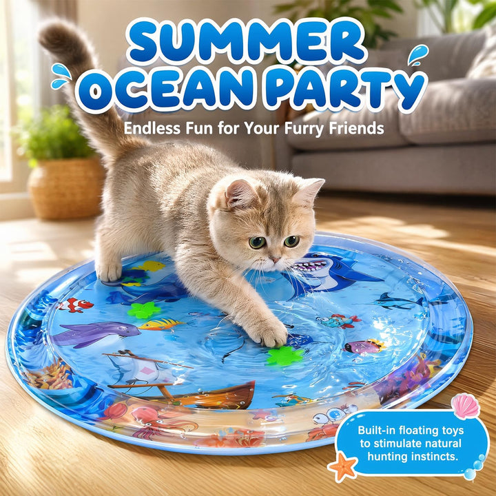 Katze Wassermatte, Interaktive Katze Spielzeug, Sensorische Wassermatte für Katzen, Anti-Kratzer Lec