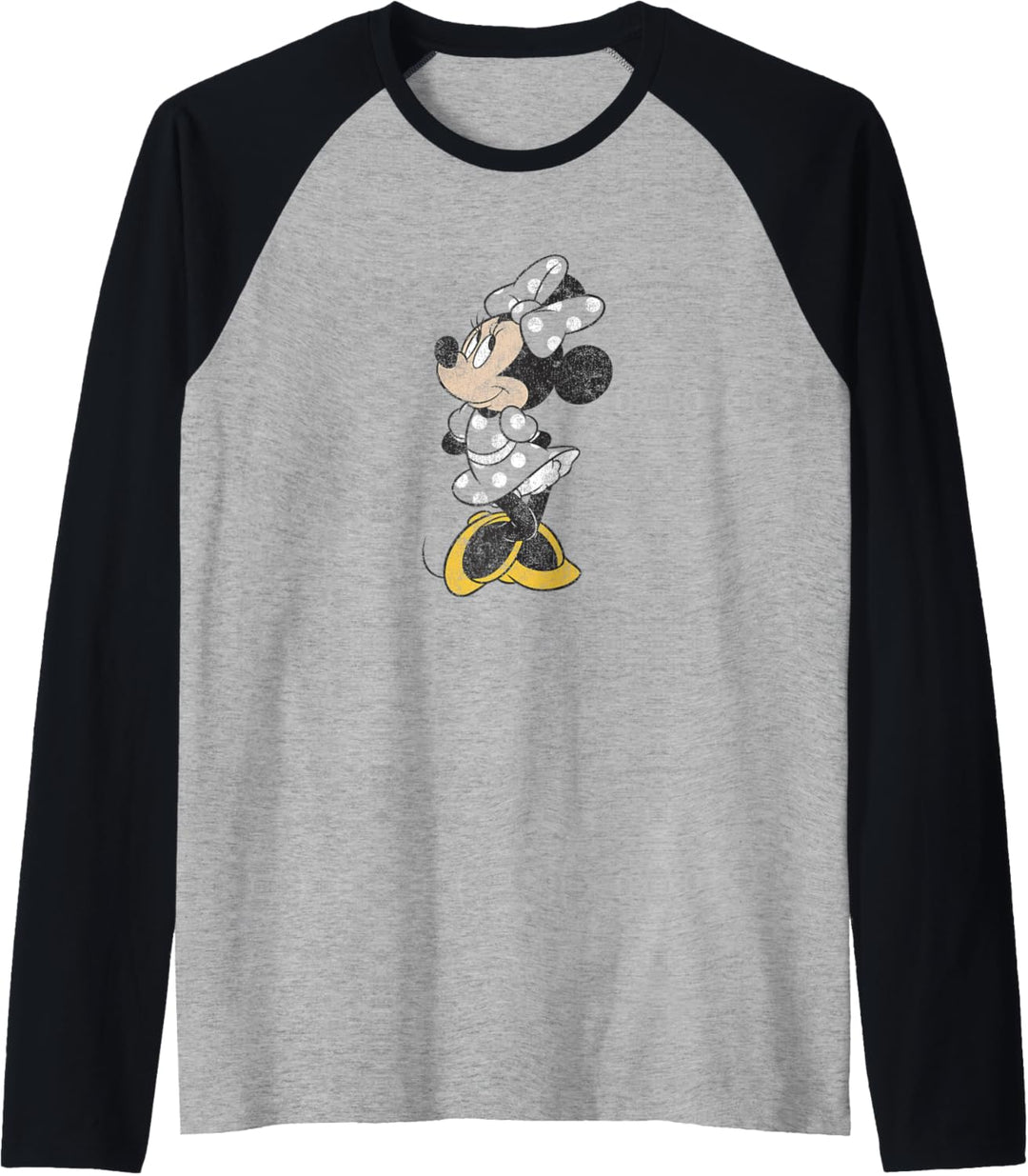 Disney Minnie Mouse Standing Outfit Color Fill Distressed Raglan
