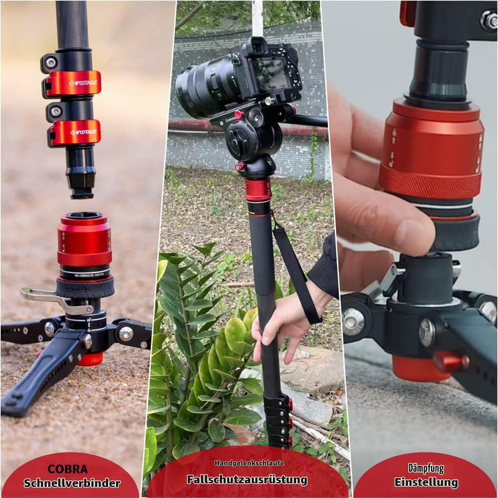 IFOOTAGE Cobra 3 C180F-P Kamera-Einbeinstativ aus Kohlefaser,Teleskop-Video-Einbeinstativ,Innovative