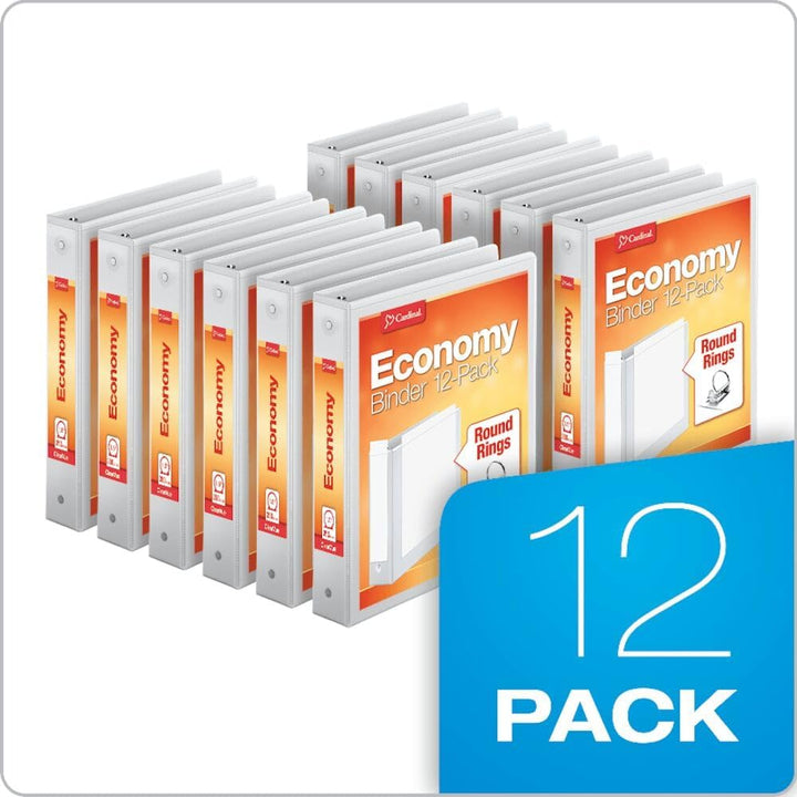 Cardinal Economy 3-Ring Binders, 1.5", Round Rings, Holds 350 Sheets, ClearVue Presentation View, No