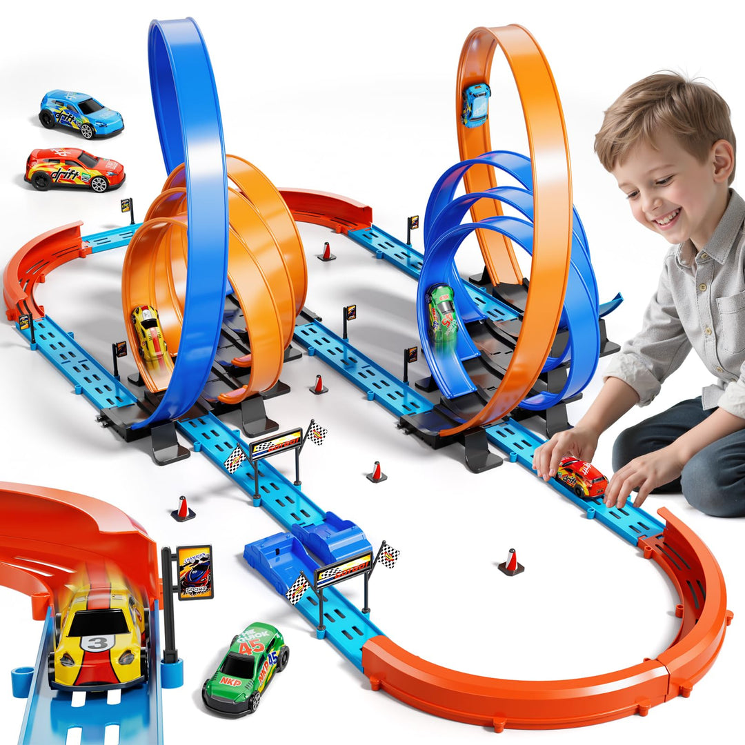Doloowee DIY Track Builder Rennstreckenspielzeug für Jungen im Alter von 3 4 5 6 Jahren, Wettbewerbs