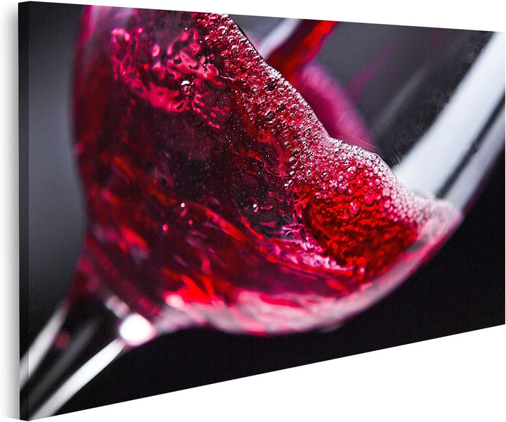 islandburner Bild auf Leinwand Rotwein Im Weinglas Auf Schwarzem Hintergrund Für Küche Bilder Wandbi