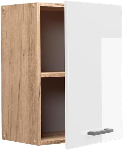 Vicco Hängeschrank R-Line, Weiss Hochglanz/Goldkraft Eiche, 45 cm Weiss Hochglanz Hängeschrank 45 cm