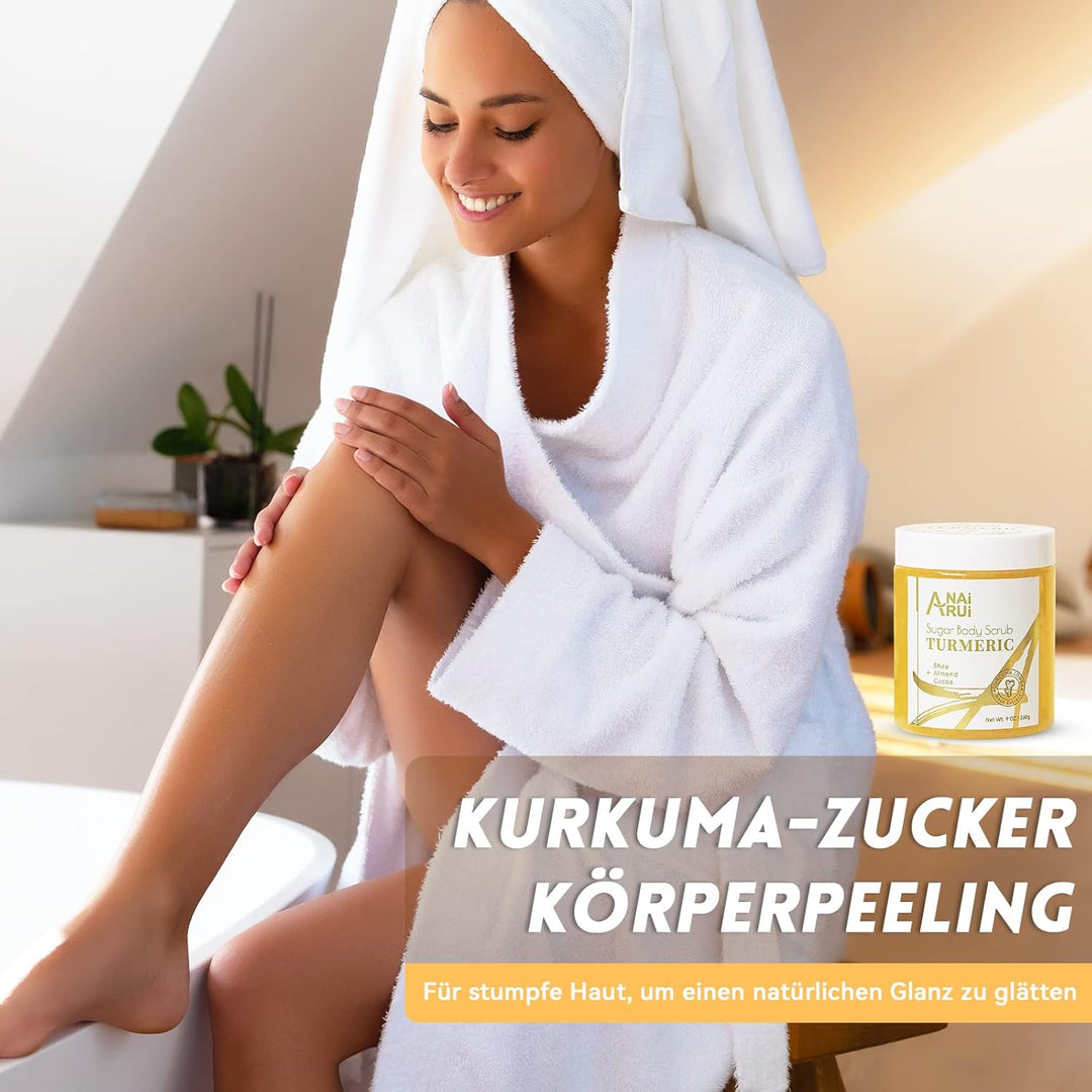 ANAiRUi Körperpeeling Body Scrub Kurkuma, Peeling für Körper-Gesicht Hyperpigmentierung Dunkle Fleck