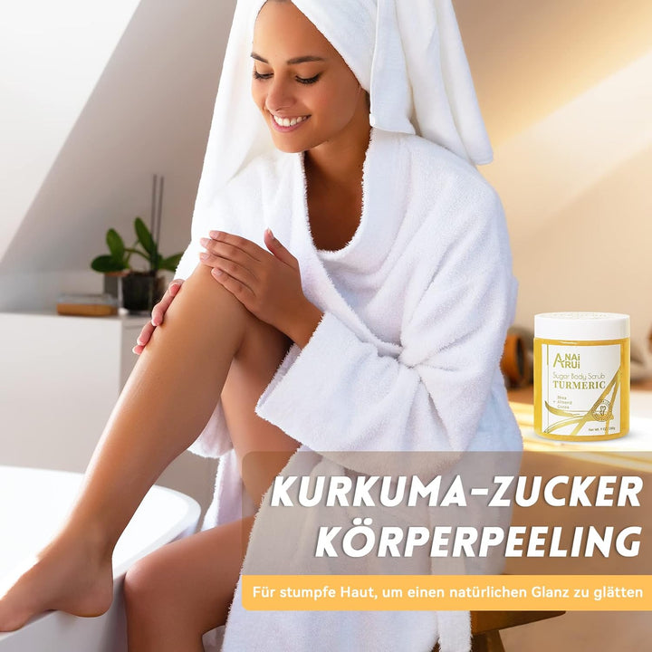 ANAiRUi Körperpeeling Body Scrub Kurkuma, Peeling für Körper-Gesicht Hyperpigmentierung Dunkle Fleck