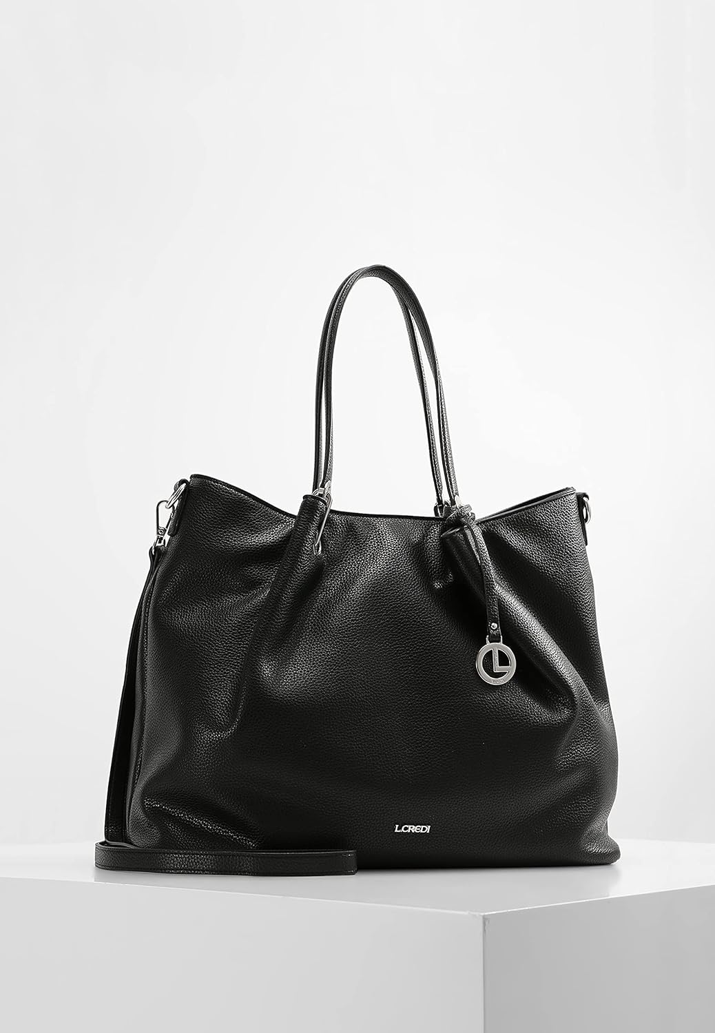 L.CREDI Handtasche Ebony mit Label-Applikationen Einheitsgrösse Schwarz, Einheitsgrösse Schwarz