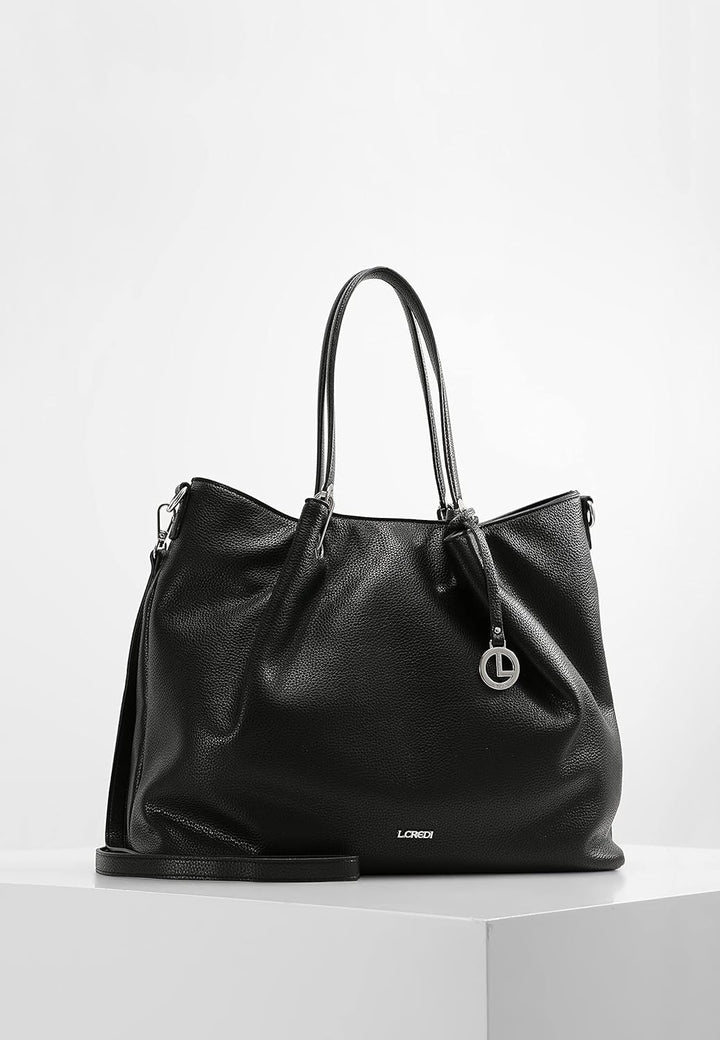 L.CREDI Handtasche Ebony mit Label-Applikationen Einheitsgrösse Schwarz, Einheitsgrösse Schwarz