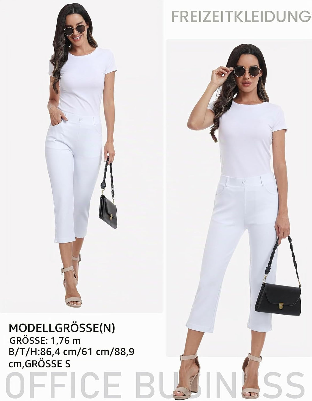 AjezMax Damen Golfhosen Capri Business Hose Elegante Golf Hosen Atmungsaktiv Yoga Büro Anzughosen El