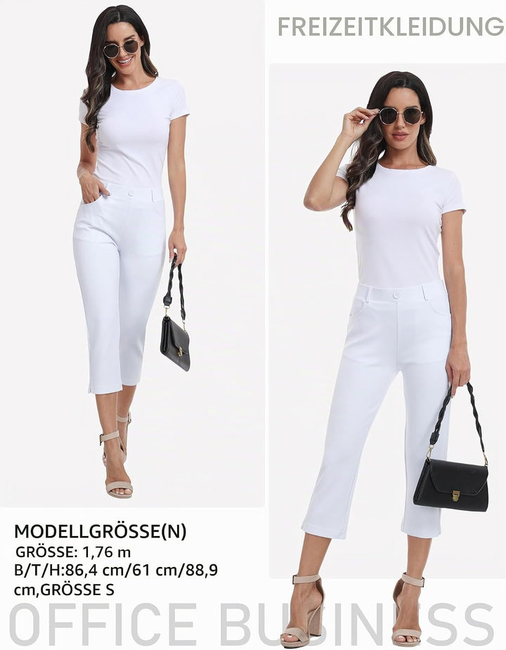 Damen Golfhosen Capri Business Hose Elegante Golf Hosen Atmungsaktiv Yoga Büro Anzughosen Elastische