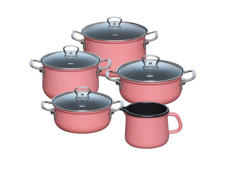 Riess, 0584-114, Familien-Set 5tlg., PINK, Emaille, Made in Österreich, LBH: 48,5x39,0x28,5cm, 7,740
