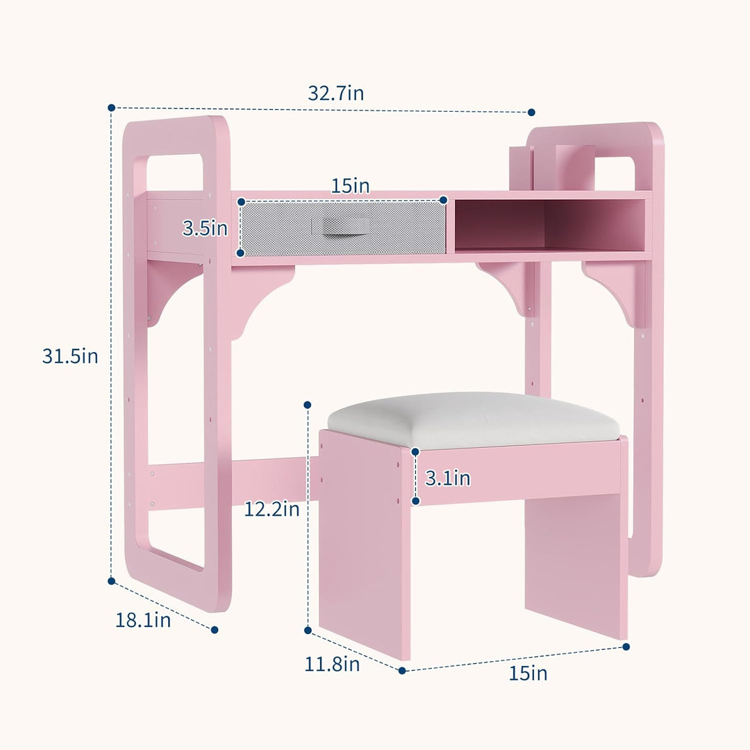 Kinderschreibtisch Mit Stuhl Set, Höhenverstellbarer Kindertisch Mit Stauraum, Ergonomischer MDF Hol