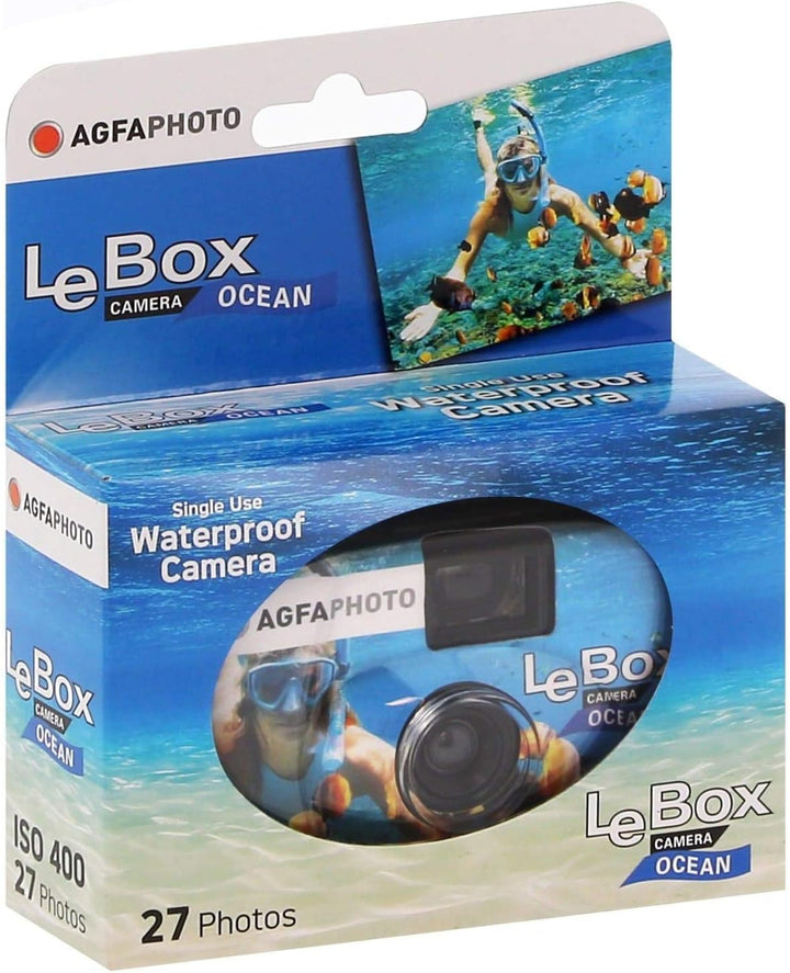 AgfaPhoto Le Box Ocean Einwegkamera (wasserdicht, 400 ASA, 27 Aufnahmen), 3 Stück
