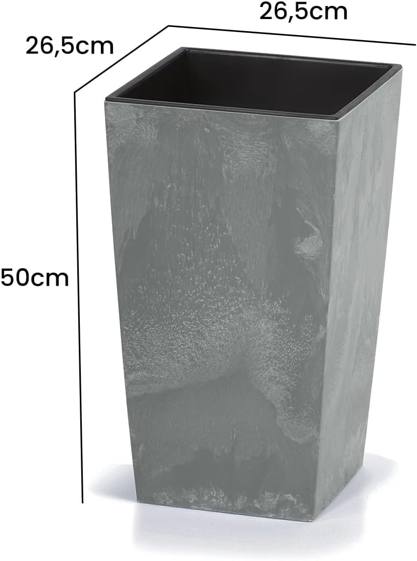 Deuba® Blumentopf 26L 50x26,5x26,5cm Betonoptik Inkl. Einlegeboden Indoor Outdoor Blumenkasten Pflan