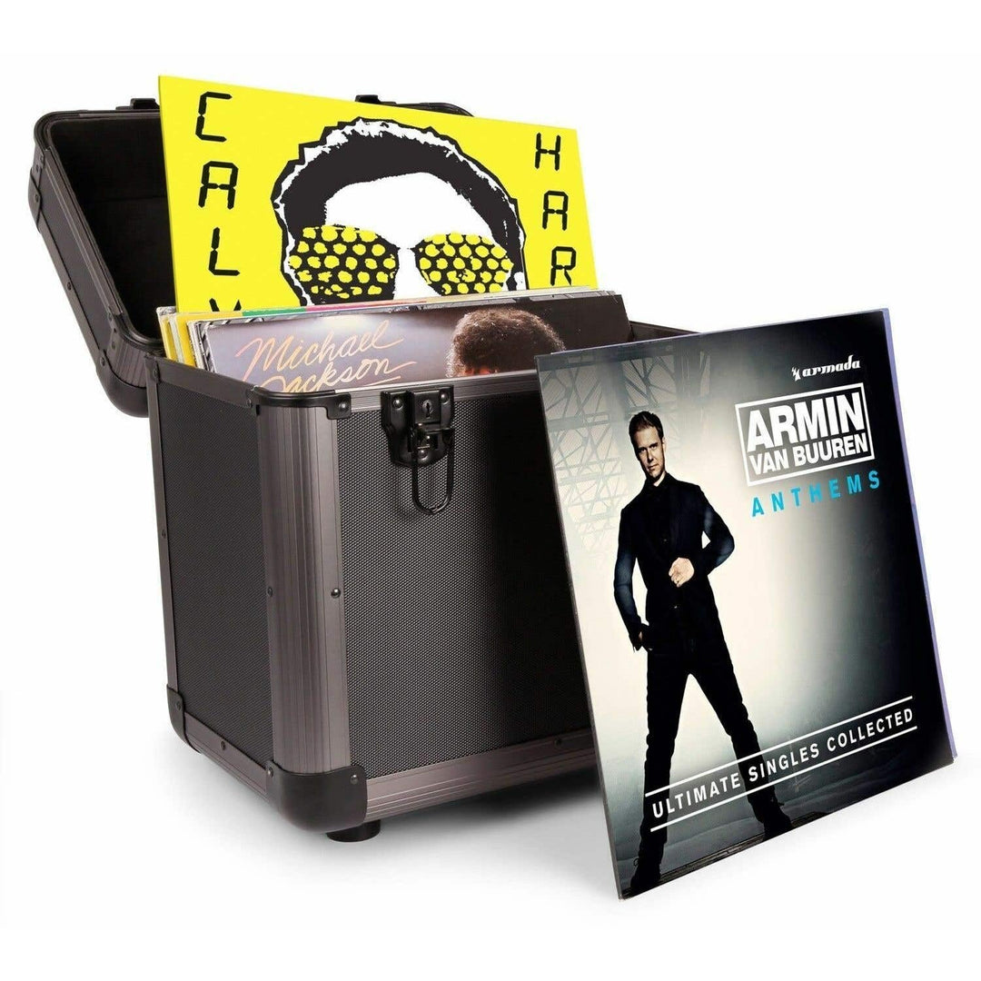 Power Dynamics RC100 Plattenkoffer für 75 Schallplatten Aufbewahrung, Vinyl Koffer, stabile und prof