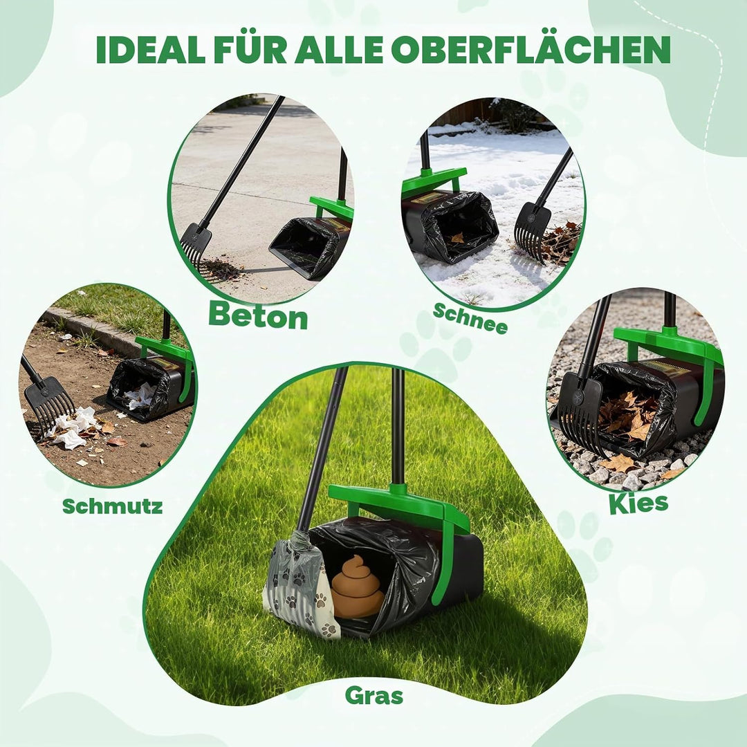 Hundekotschaufel Schwenkbehälter Rechen Spaten, Drehbarem Hundekotsammler Hundekotpicker, Kotschaufe