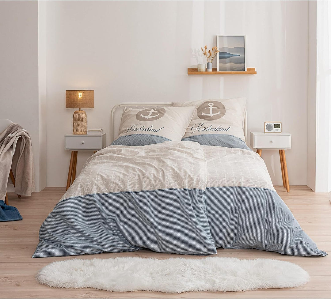 Anker Bettwäsche (2 - teilig 155x220) Küstenkind Bettwäsche-Set 80x80 + 155x220 cm in Übergrösse