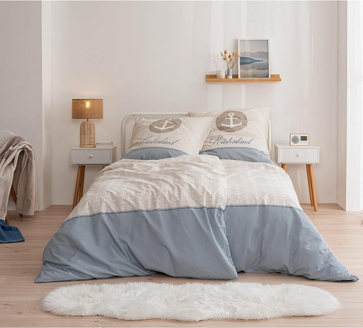 Anker Bettwäsche (2 - teilig 155x220) Küstenkind Bettwäsche-Set 80x80 + 155x220 cm in Übergrösse