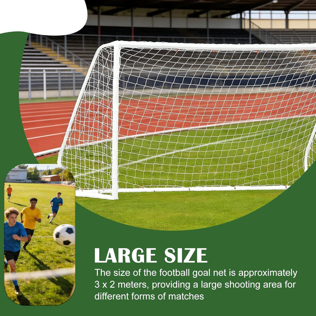 Fussballnetz, Fussballtornetz 3x2m, Robuste Tornetz, Fussballtor Netz, Weiss Vielseitiges Ersatznetz