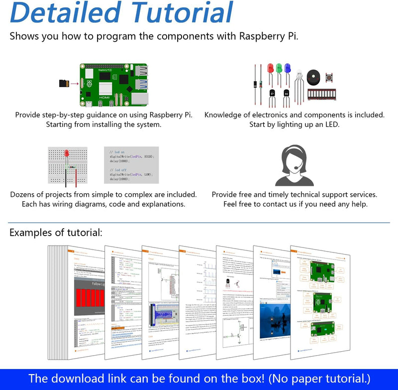 FREENOVE Ultimate Starter Kit for Raspberry Pi 4 B 3 B+ 400, 558-Page Detailed Tutorial, Python C Ja