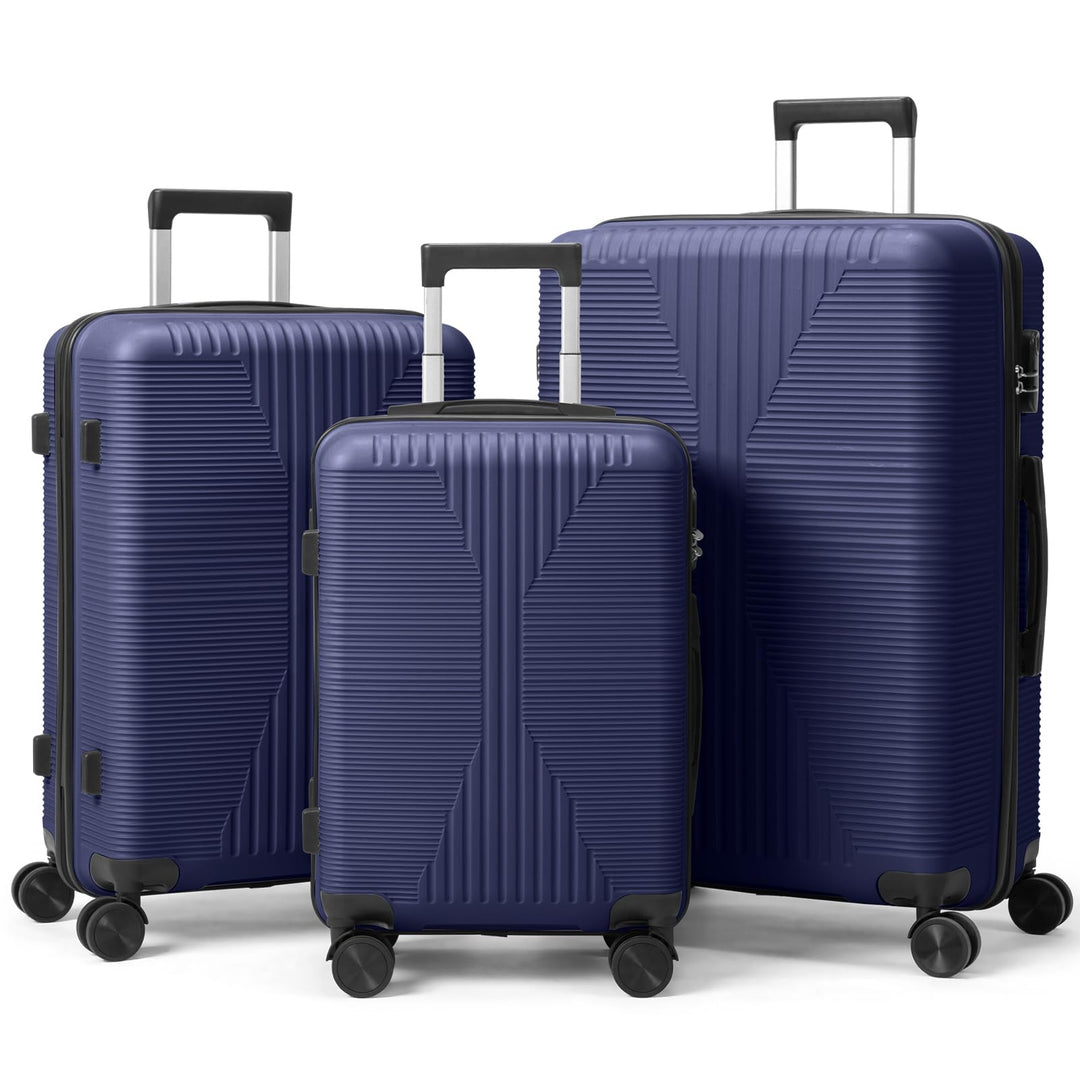 LEADZM Koffer Set 3 teilig Hartschale aus PP (Navyblau) | 4x stossfester, kältefest bis -35 °C und k