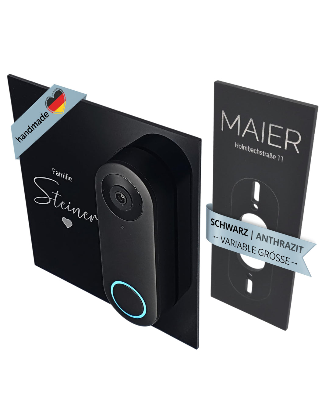 Klingelschild für Reolink Video Doorbell PoE/WiFi D340W D340P | Schwarz oder Anthrazit | Verschieden