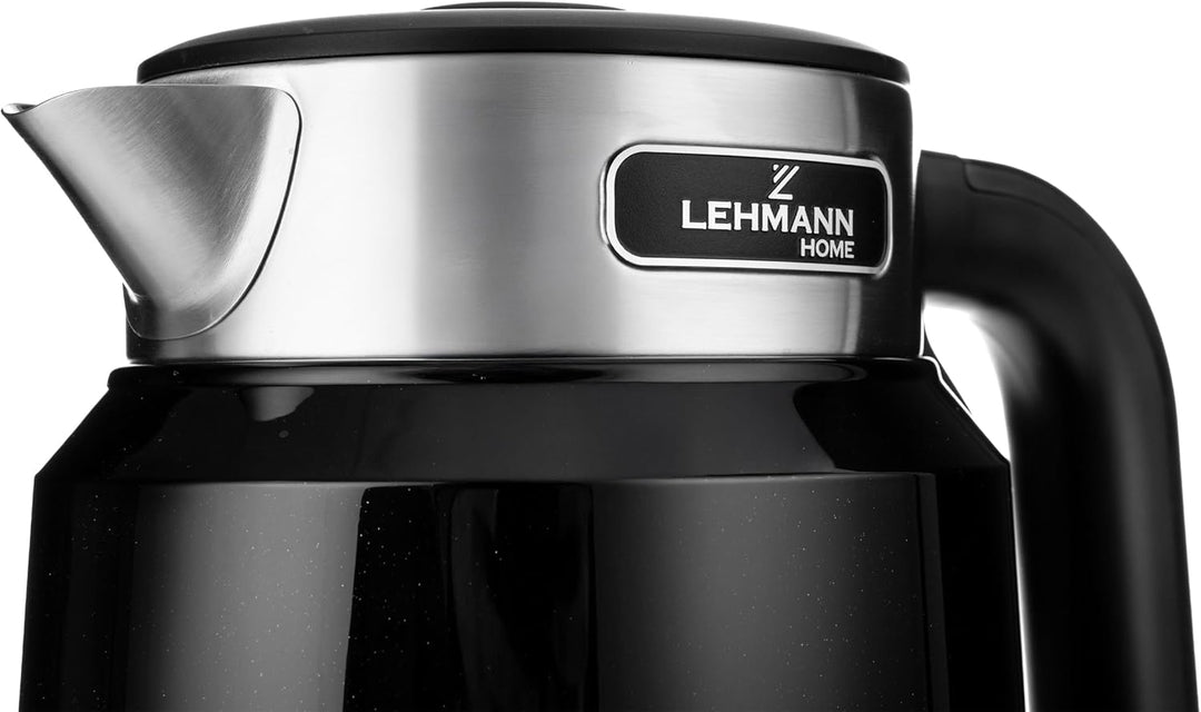 LEHMANN Elektrischer Wasserkocher Edelstahl 2L, 2200W, Schnelles Aufheizen, Doppelwand Design, Absch
