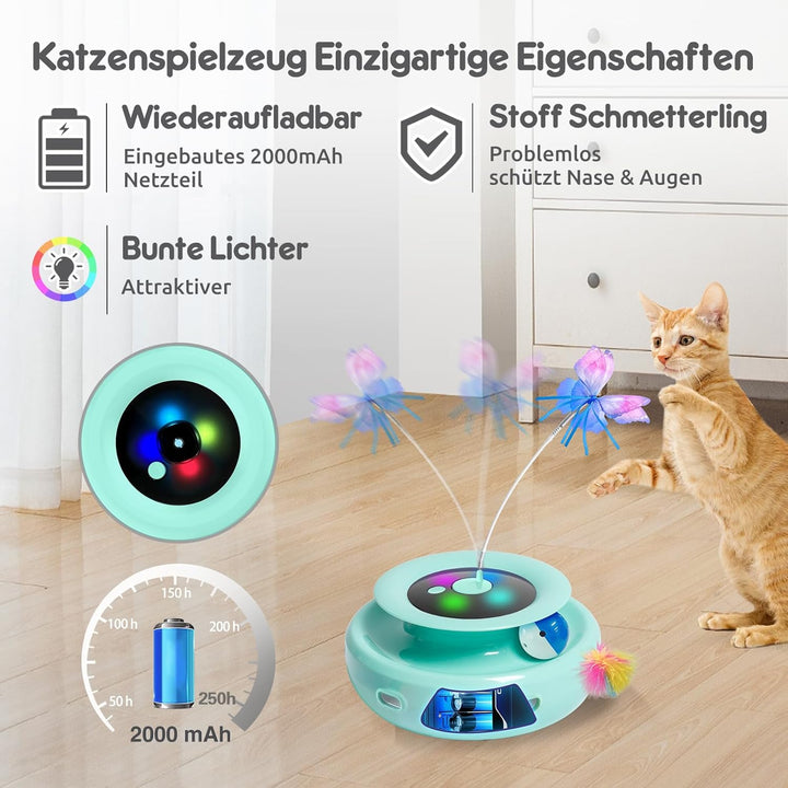 GoldenSun 3 in 1 Katzenspielzeug, Interaktives Elektrisch Automatischer Spielzeug für Katzen, Whack-