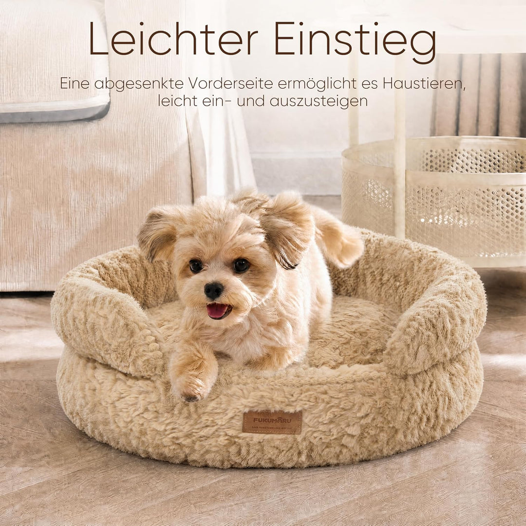 FUKUMARU Katzenbett, Katzenkorb mit erhöhtem Rand und niedriger Öffnung, Rutschfester Boden, weiche