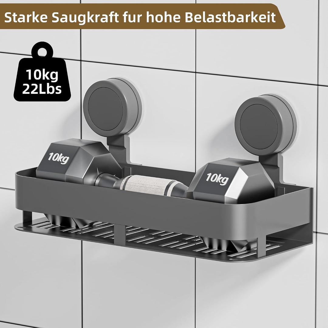 HNVNER Duschablage Ohne Bohren, Duschregal Saugnapf, 10 kg Tragfähigkeit, Abnehmbar, Mit Grosser Kap
