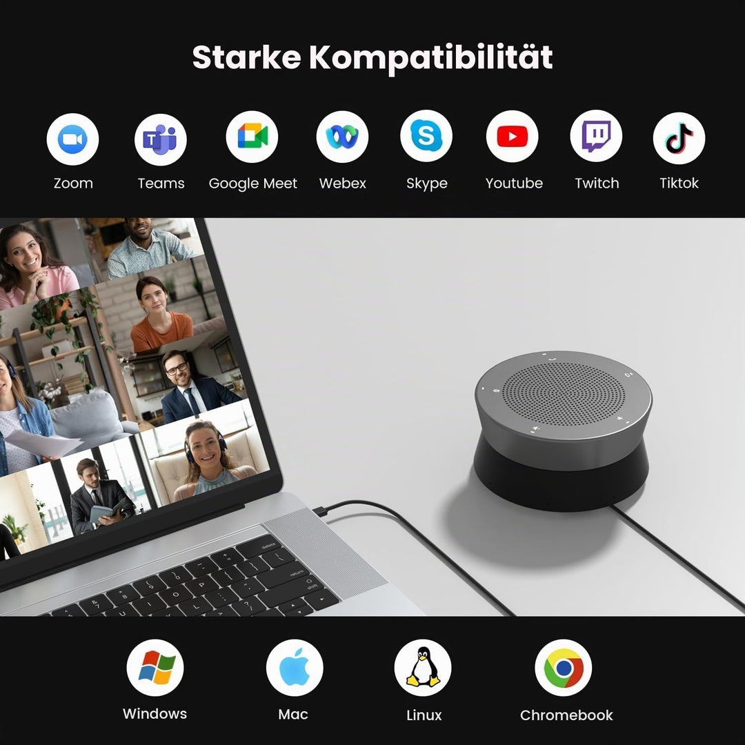 NEARITY A11 Konferenzlautsprecher, 4 Mikrofonen USB Freisprecheinrichtung AI Noise Cancelling 13ft A