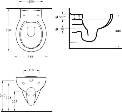 'aquaSu® Wand-WC-Set, Tiefspüler, Spülrandlose Toilette, Hängetoilette, Einfache Reinigung, weiss We