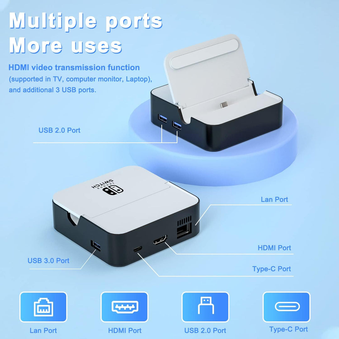 Switch TV Dock, Aukuoy Docking Station für Nintendo Switch/Switch OLED, 6-in-1 Switch Dock Portable