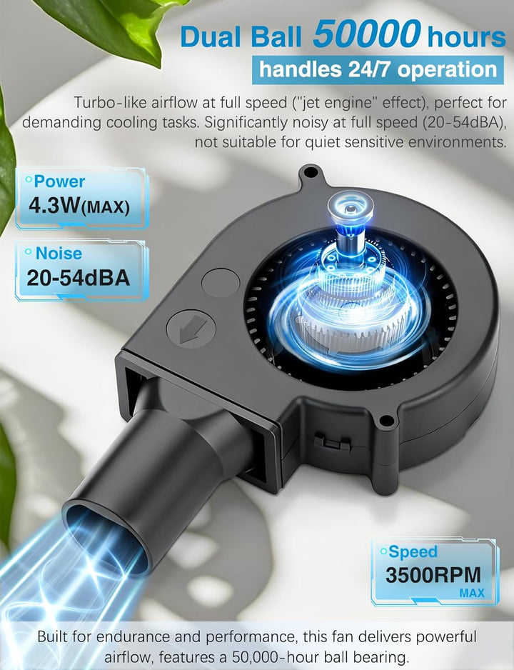Wathai 97mm Radiallüfter 230V Gebläse mit Drehzahlregler 230V Regelbarer Turbinen Lüfter, Rohr für K