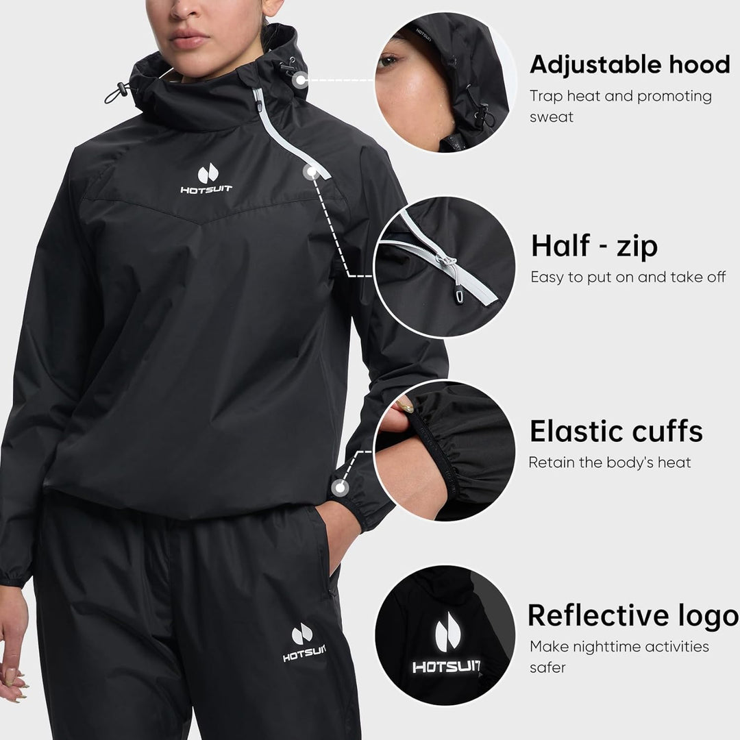 HOTSUIT Saunakostüm für Damen, Hose, Schlankheitsjacke, Fitnessstudio, Sweatshirt, Schweisskleidung,