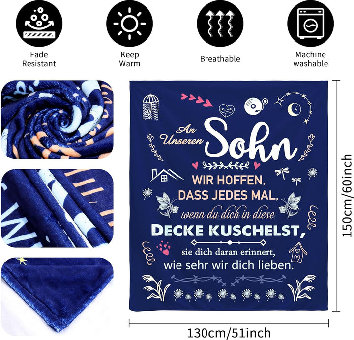 Original Geschenk An Unseren Sohn Kuscheldecke Dekoratives Decke Geschenkidee für Sohn Geburtstag Ho