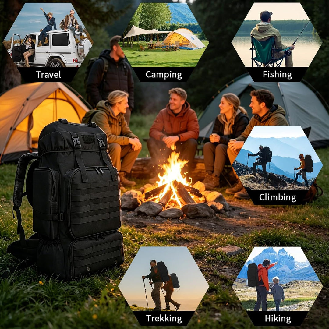 80L Wanderrucksack Trekking Camping Rucksack mit Schuhtasche für Herren Damen, wasserabweisend Extra