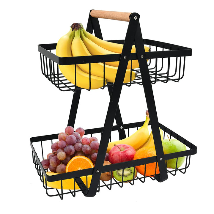 2-stöckiger Obstkorb, Obstschalenhalter, Brotkorb, Gemüseregal, abnehmbarer Obsthalter für Obst, Gem