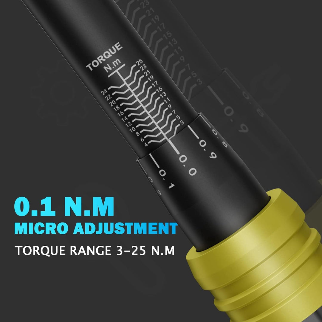 ANPUDS Drehmomentschlüssel 1/4", 3-25 NM Fahrrad &amp; Motorrad, 0,1NM Mikro-Einstellung mit Arretierung
