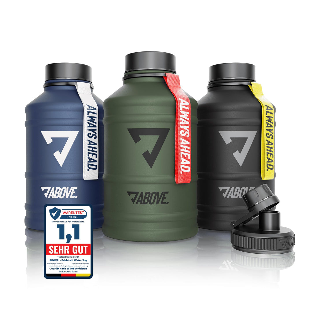 ABOVE. Trinkflasche Edelstahl 1.3L oder 2.2L I Gratis Klappverschluss I BPA-FREI Water Jug I Trinkfl