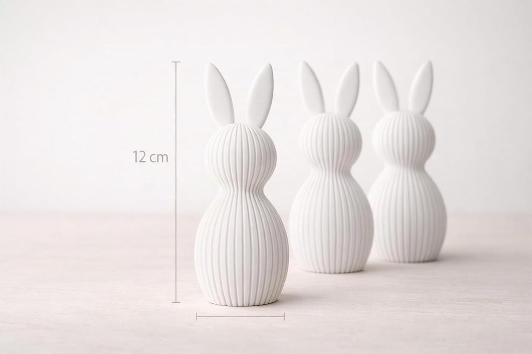 ALBA Hasen Deko 3er Set 12 cm – 3D Druck Deko Figuren im Skandinavischen Stil – Moderne Osterdeko Mi