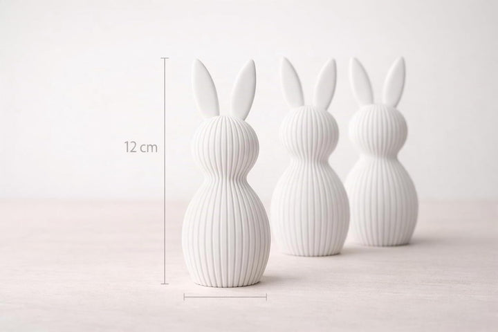 ALBA Hasen Deko 3er Set 12 cm – 3D Druck Deko Figuren im Skandinavischen Stil – Moderne Osterdeko Mi