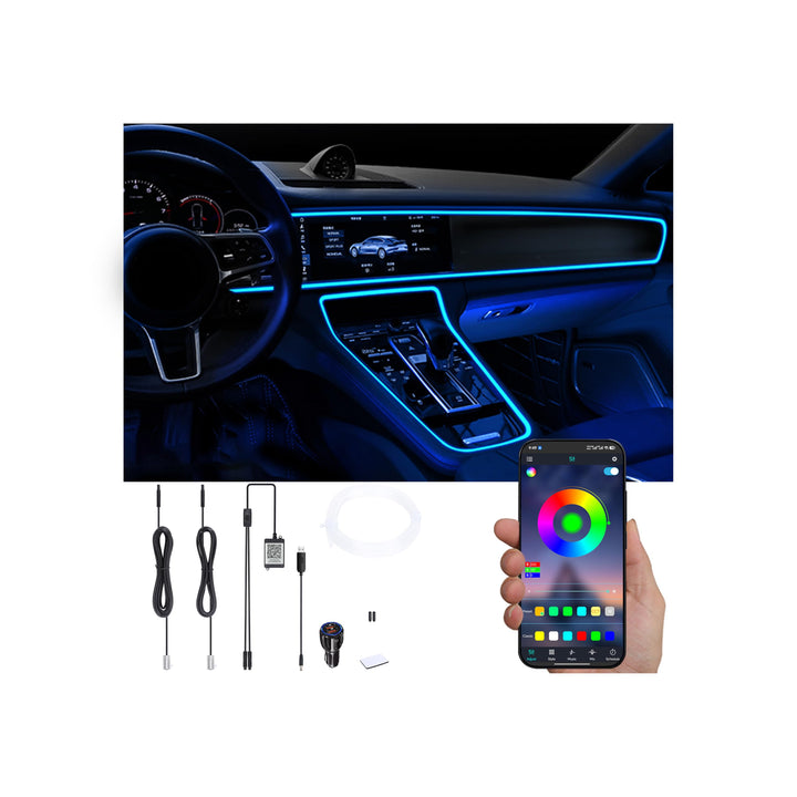 USB Auto Umgebungsbeleuchtung Glasfaser 64 Farben Musik Sound Aktiv mit APP Steuerung Auto Dekorativ