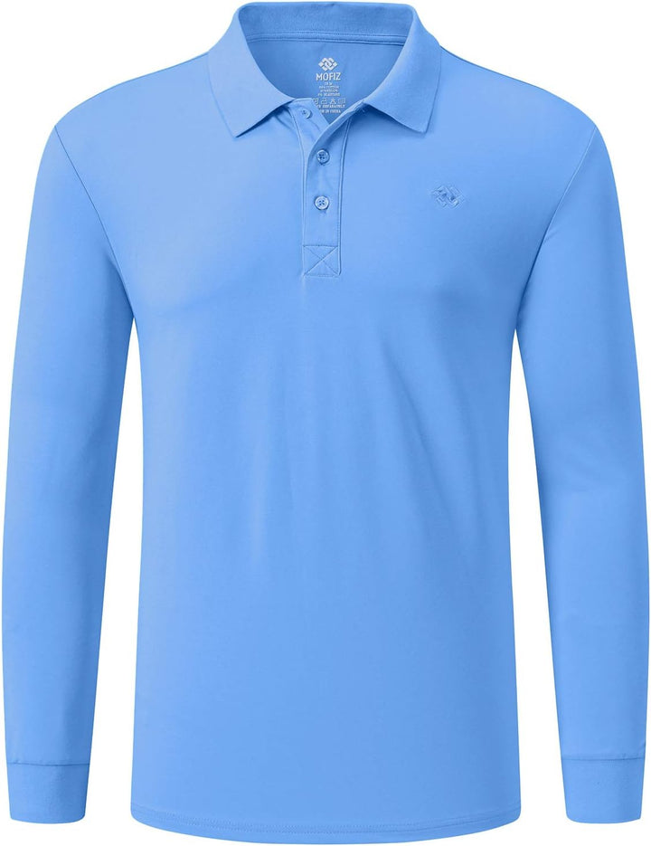 MoFiz Herren Poloshirt Langarm Baumwolle Polohemd Freizeit Polo Golf Wintershirts mit Kragen S Himme